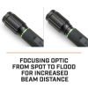 1800 Lumen Rechargeable Focusing Flashlight - IPX8 Waterproof, Black & Green