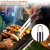 Stainless Steel BBQ Grill Tool Kit Grilling Utensil Accessories with Spatula Tongs Fork Knife Brush Pepper Salt Shaker Bottle Grilled Skewers Corn Nee