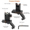 45 Degree Offset Rear Front Flip Up Sights Fiber Optics Aluminum Sights Tactical Folding Back Up Sight Set with Red Green Dots Fit Picatinny Weaver Ra