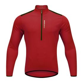 Breathable and quick-drying cycling long-sleeved shirt (Option: Red-4XL)