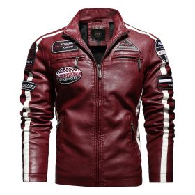 Men's Motorcycle Leather Street Motorcycle Racing Suit (Option: Red-S)