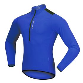 Breathable and quick-drying cycling long-sleeved shirt (Option: Blue-L)