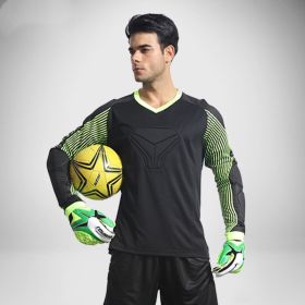 Football Goalkeeper Clothing Suit Thickened Goalkeeper Clothing Goalkeeper Shorts Football Uniform Jersey Gantry Shirt Short Sleeve Long Sleeve (Option: Black-L)