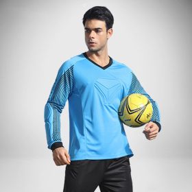 Football Goalkeeper Clothing Suit Thickened Goalkeeper Clothing Goalkeeper Shorts Football Uniform Jersey Gantry Shirt Short Sleeve Long Sleeve (Option: Blue-M)