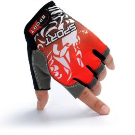 Ice silk Lycra Breathable Sunscreen Outdoor Riding Gloves (Option: Red-One size)