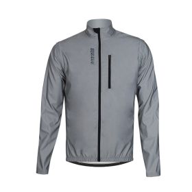 Cycling Reflective Jacket Windbreaker Vest Sleeves Detachable (Option: Silver-S)