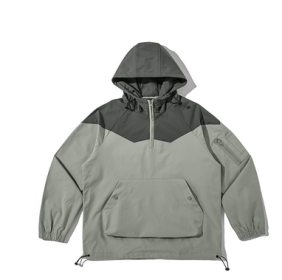 Color Matching Tooling Hooded Pullover Jacket For Men And Women (Option: Gray green-L)