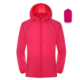 Summer Outdoor Sun Protection Clothing Women'S Lightweight Waterproof Windbreaker (Option: Rose Red-M)