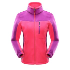 Cross-border Sources Of New Polar Fleece Warm Fleece Couple Cardigan Contrast (Option: Rose Red Girl-M)