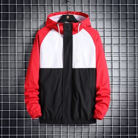 Fashionable Hooded Solid Color Coat Casual Jacket (Option: Red-L)