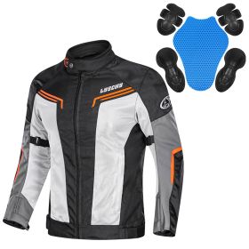 Motorcycle Mesh Summer Jacket Pants Men Women (Option: Blackorange-4XL)