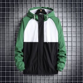 Fashionable Hooded Solid Color Coat Casual Jacket (Option: Green-2XL)