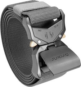 JUKMO Tactical Belt;  Military Hiking Rigger 1.5" Nylon Web Work Belt with Heavy Duty Quick Release Buckle (Color: Gray, size: M)