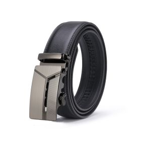 Men's Comfort Leather Ratchet Dress Belt With Automatic Click Buckle (Color: 1, size: 4.1ft (125cm) Adjust)