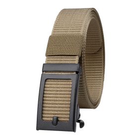 Men's Fashion Ratchet Belt Golf Belt; 1 3/8inch Quick Release Automatic Slide Buckle Nylon Web Webbing Belt For Outdoor Work; Military Tactical Belt (Color: Khaki, size: 3.4x125cm/1.34x49inch)