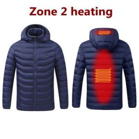 Men 9 Areas Heated Jacket USB Winter Outdoor Electric Heating Jackets Warm Sprots Thermal Coat Clothing Heatable Cotton jacket (Color: 8 Areas heated Blue, size: M)