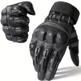 Tactical Gloves for Men - Touch Screen, Non-Slip, Full Finger Protection for Shooting, Airsoft, Military, Paintball, Motorcycle, Cycling, Hunting, Hik (Color: Black, size: XL)