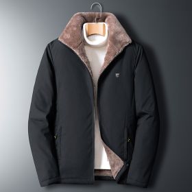 Aulemen Men Winter Jacket Windproof Warm Coat Men&#39;s Casual Men Autumn Brand Outwear New Fashion Outdoor Thick Fleece Jacket Man (Color: Black, size: 4XL(90-97.5Kg))