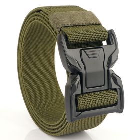 New quick release button tactical nylon belt; working clothes; outdoor training belt; casual men's belt; wholesale by manufacturers (Length (CM): 125cm, colour: Military green)