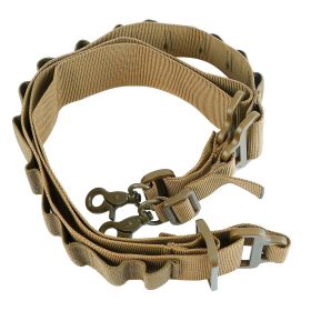 Tactical Shotgun Sling 2 Point Gun Sling Adjustable Shoulder Strap Rifle Shotgun Belts with 15-Shell Holders (Color: Khaki)