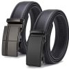 Men's Comfort Leather Ratchet Dress Belt With Automatic Click Buckle