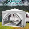 10'x10' EZ Pop Up Canopy Outdoor Portable Party Folding Tent with Removable Sidewalls + Carry Bag + 4pcs Weight Bag